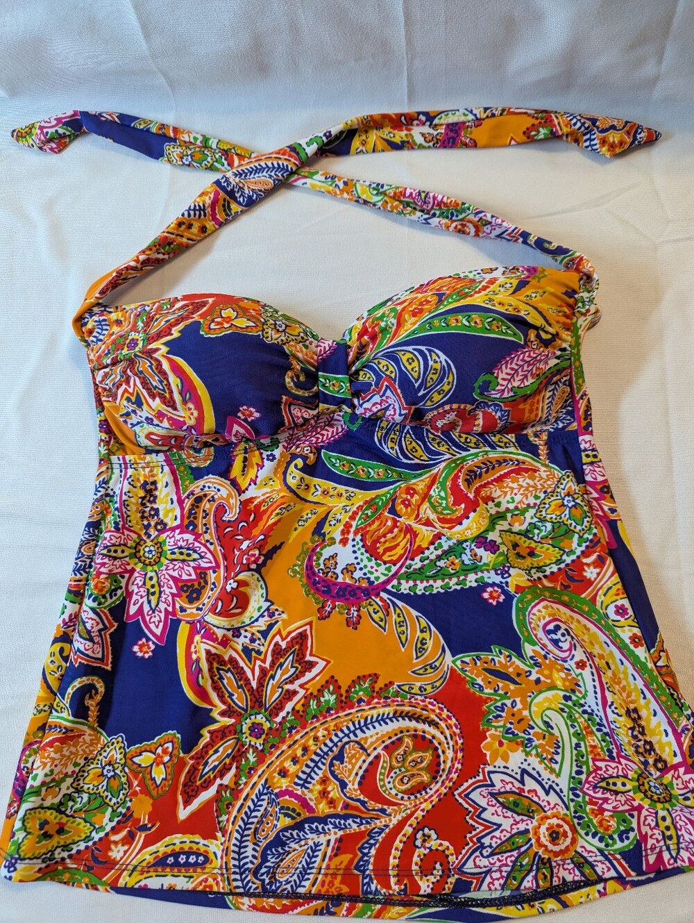 Ladies Chaps Multi Color Paisley Tankini Bathing Top Size 8